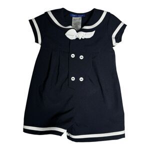 Matt’s Scooter Navy Blue & White Sailor Baby Outfit Size 12 Months‎ EUC